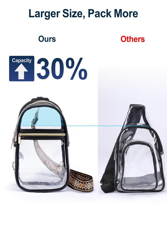 PACKISM Clear Bag for Stadium Events - Clear Crossbody Bag for Women Stadium Bag Sling Bag for Concert Sport with Detachable Strap, Black - Image 5