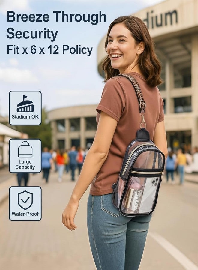 PACKISM Clear Bag for Stadium Events - Clear Crossbody Bag for Women Stadium Bag Sling Bag for Concert Sport with Detachable Strap, Black - Image 2