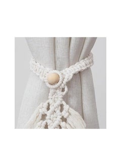 The Bros Tassel Curtain Tiebacks, Decorative Crochet Rope Wall Hanging, 2-Piece Set, Beige  - Image 4