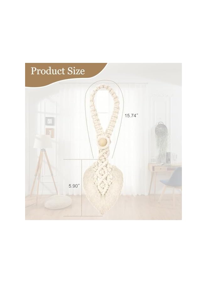 The Bros Tassel Curtain Tiebacks, Decorative Crochet Rope Wall Hanging, 2-Piece Set, Beige  - Image 2