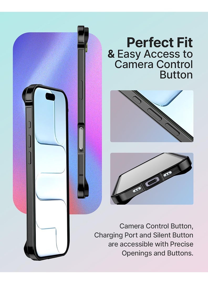 Case Up iPhone 17 Air Aluminum Frame Metal Bumper Frame Slim Hard Case Cover, Metal Frame Armor with Soft Inner Bumper, Raised Edge Protection for iPhone 17 Air 6.5", Black - Image 2