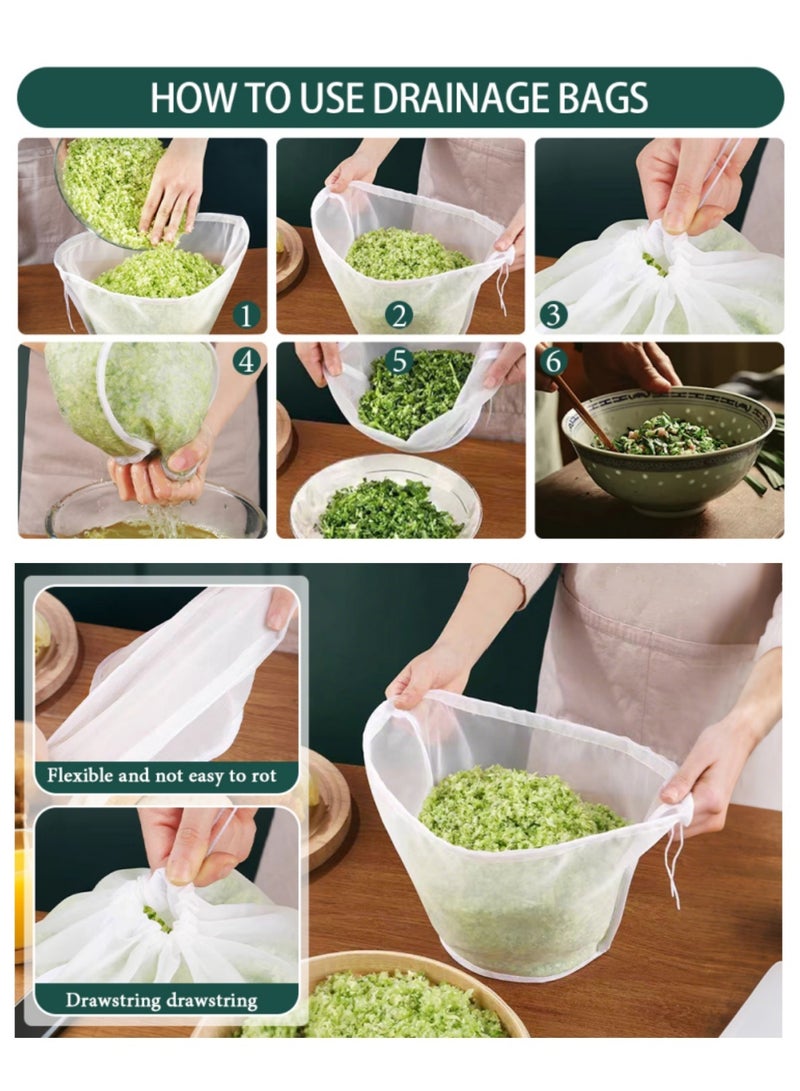 ممون 3 قطع من أكياس التصفية بالضغط، 3 أحجام من أكياس التصفية القابلة لإعادة الاستخدام للخضروات، حليب الصويا، حشوات الزلابية، كيس حليب البندق قابل لإعادة الاستخدام لتصفية حليب الشوفان، كيس عصير الكرفس - Image 3