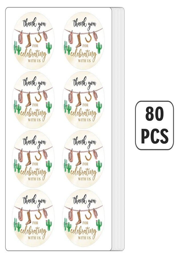 aPamr 2.4 Inch Cowboy Baby Shower Stickers Thank You for Celebrating with Us Stickers, Boys Girls Baby Shower Favors(80 PCS) - Image 3