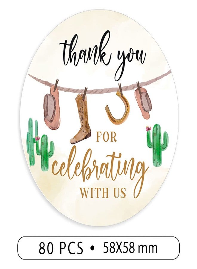 aPamr 2.4 Inch Cowboy Baby Shower Stickers Thank You for Celebrating with Us Stickers, Boys Girls Baby Shower Favors(80 PCS) - Image 2