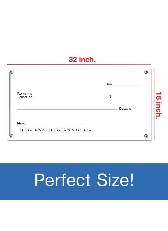 Pixelverse Design - Giant Fake Award Presentation Dry Erase Check 16" X 32" Large Novelty Endowment Check For Endowment Donations Fundraiser Big Blank Oversized Raffle Sweepstakes Reward Winners Check - Image 1