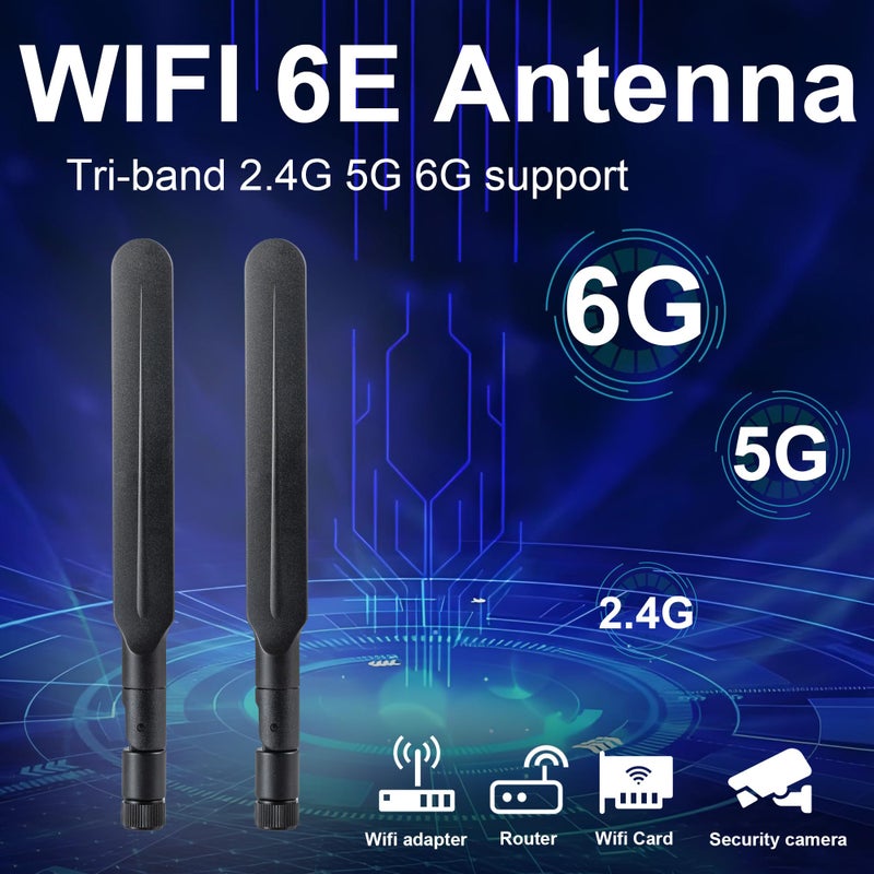 eifagur WiFi 6 6E Tri-Band 2.4GHz/5GHz/6E Omnidirectional Antenna for PC Desktop Computer Motherboard WiFi Router, 2 Pack - Image 3