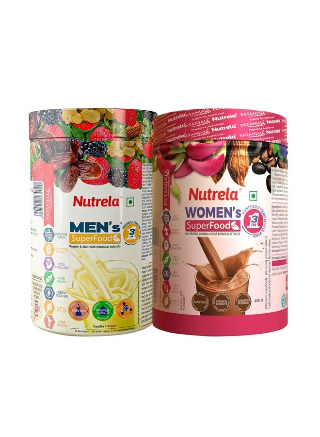 Nutrela Combo Women Superfood & Men Superfood with Whey Protein Supplement Powder (Each 400gm) - Image 1