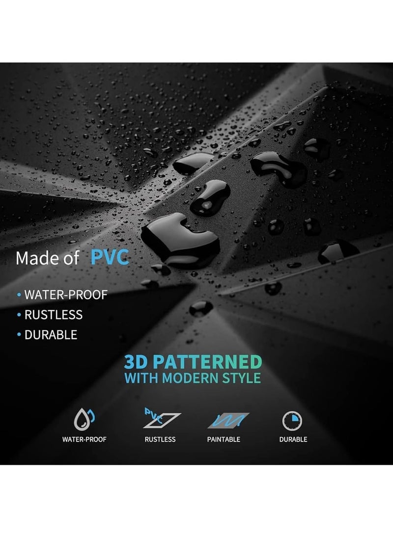 Hihonor Decorative 3D Wall Panels in Diamond Design, Interior Wall Decor, PVC Textured Wall Panels, wall paper peel and stick modern for Living Room Lobby Bedroom Hotel Office, 12 Pack (Black,30*30 cm)  - Image 4