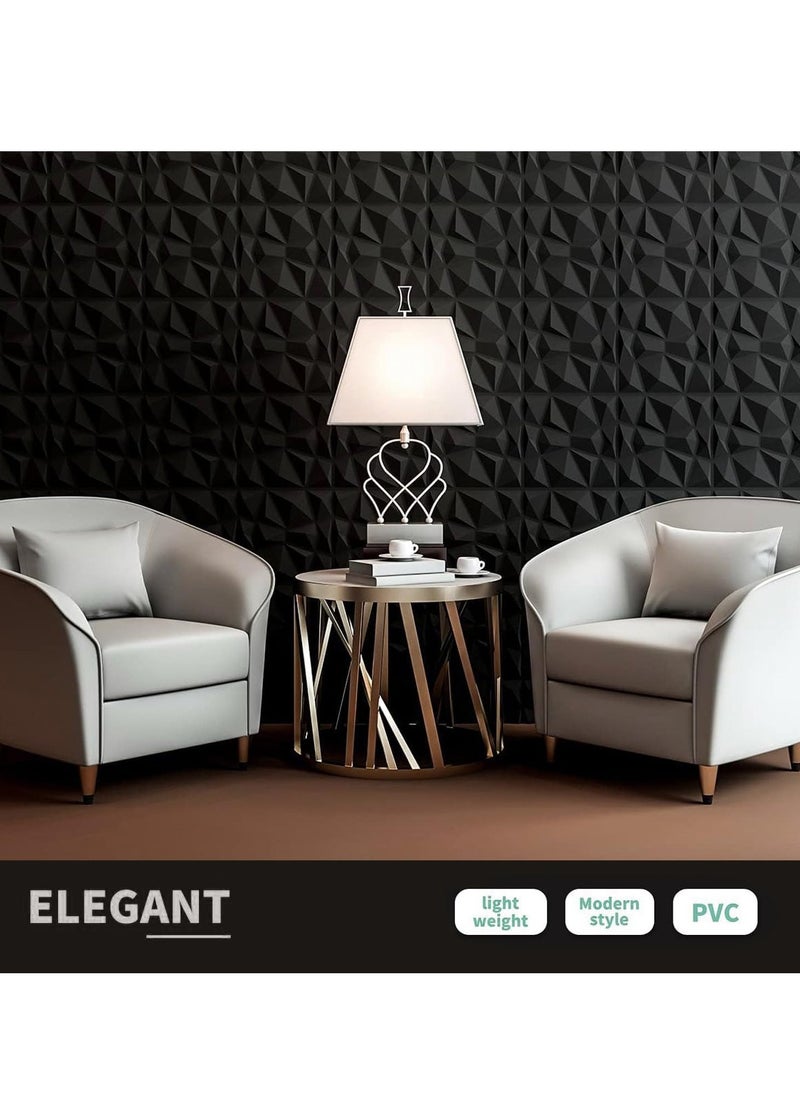 Hihonor Decorative 3D Wall Panels in Diamond Design, Interior Wall Decor, PVC Textured Wall Panels, wall paper peel and stick modern for Living Room Lobby Bedroom Hotel Office, 12 Pack (Black,30*30 cm)  - Image 5