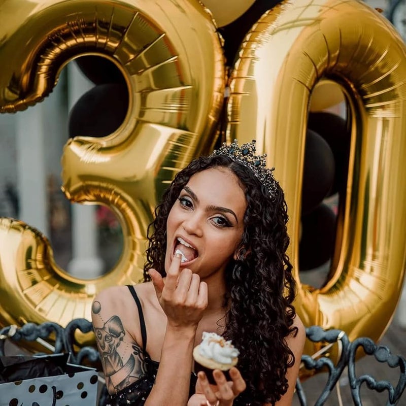 بالونات ذهبية على شكل رقم 30، بالونات مايلر ذهبية 40 انش على شكل رقم 3 و0 للنساء، بالونات ذاتية النفخ لعيد الميلاد الثلاثين للرجال بعمر 30 عامًا، لوازم تزيين حفلات الذكرى السنوية واعياد الميلاد - Image 3