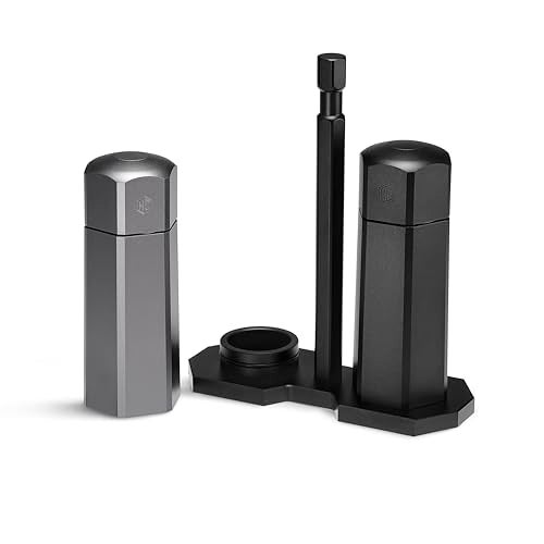 HexClad Tabletop Salt and Pepper Mill Set and Carrying Caddy Holder with Adjustable Coarseness Settings - Image 2