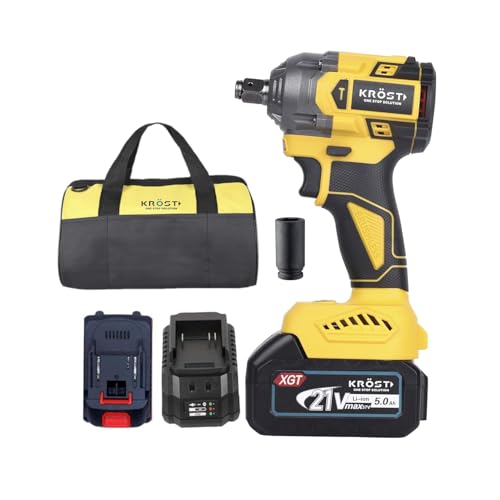 KROST Pro Series 500NM XR Torque Round Cordlessbrushless Impact Wrench,Auto Stop Function, Forward/Reverse Rotation (Single Battery) - Image 1