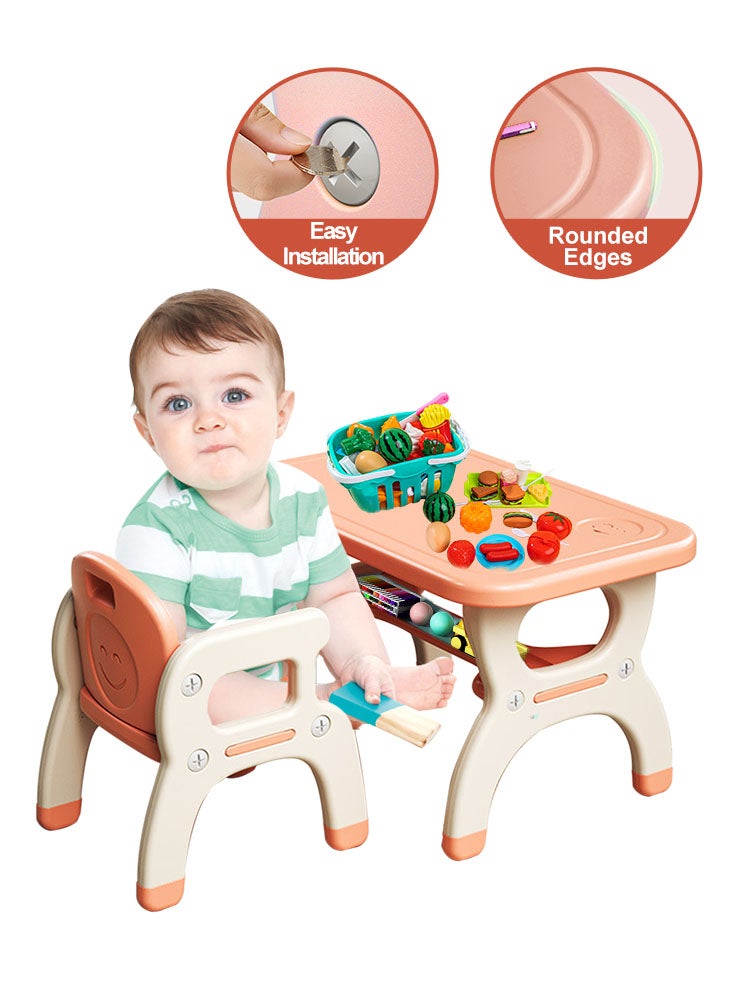 Perfii Toddler Table and Chair Set with Storage, Perfect for Kindergarten, Durable, Easy to Clean, Fun for Activities, Ideal Preschool Furniture - Image 3