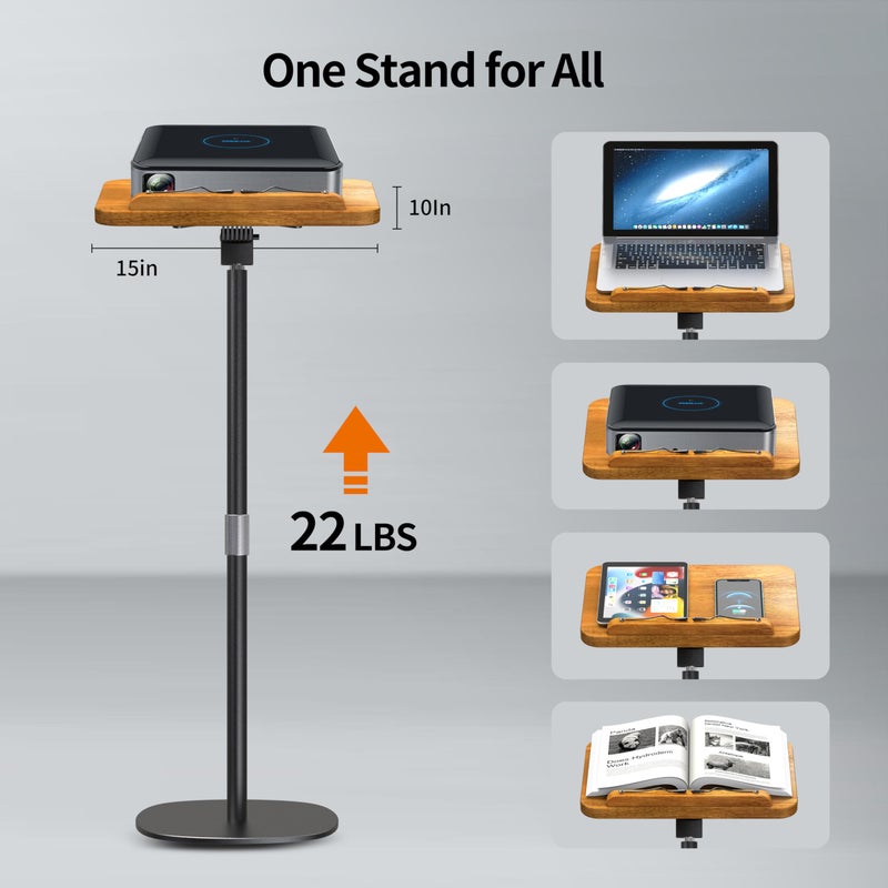 NAMON Floor Book Stand for Reading, 100% Solid Wood, Height Adjustable from 16.5" to 51", Floor Reading Stand with Page Clip for Cookbooks, Sheet Music, Projector (Without T-Shaped) - Image 3