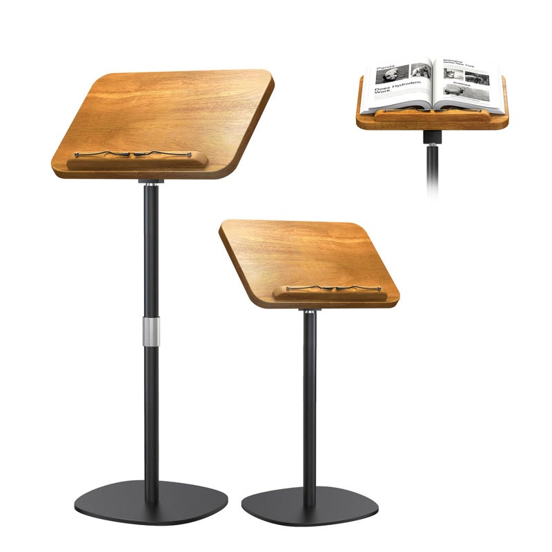 NAMON Floor Book Stand for Reading, 100% Solid Wood, Height Adjustable from 16.5" to 51", Floor Reading Stand with Page Clip for Cookbooks, Sheet Music, Projector (Without T-Shaped) - Image 1