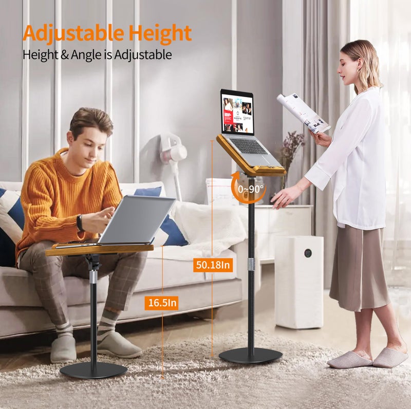 NAMON Floor Book Stand for Reading, 100% Solid Wood, Height Adjustable from 16.5" to 51", Floor Reading Stand with Page Clip for Cookbooks, Sheet Music, Projector (Without T-Shaped) - Image 2