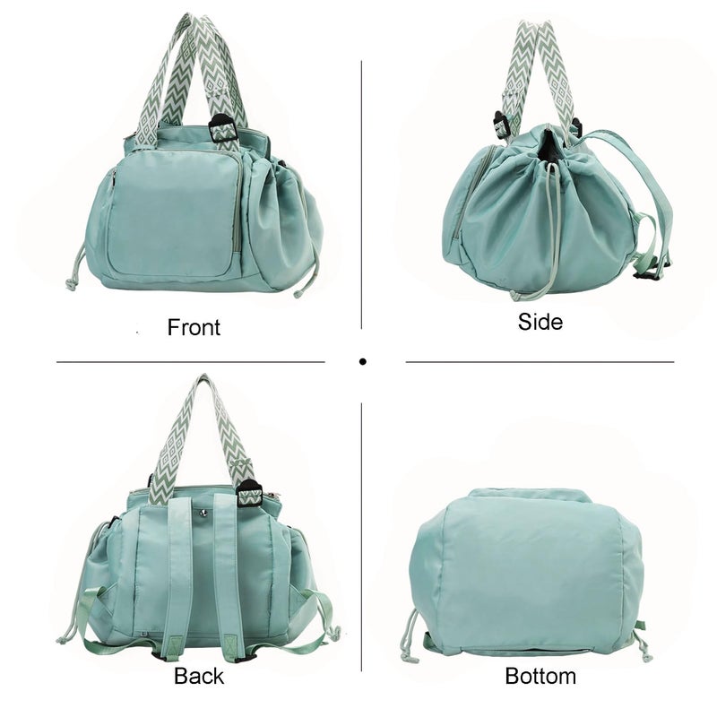 Fashowlife Multi-Function Tote Bag Large Capacityâ€“ Versatile Nylon Lightweight Backpack with 15 Pockets for Car Travel Shopping Everyday Organizer Carry, Mint Green - Image 3