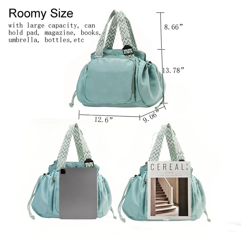 Fashowlife Multi-Function Tote Bag Large Capacityâ€“ Versatile Nylon Lightweight Backpack with 15 Pockets for Car Travel Shopping Everyday Organizer Carry, Mint Green - Image 4