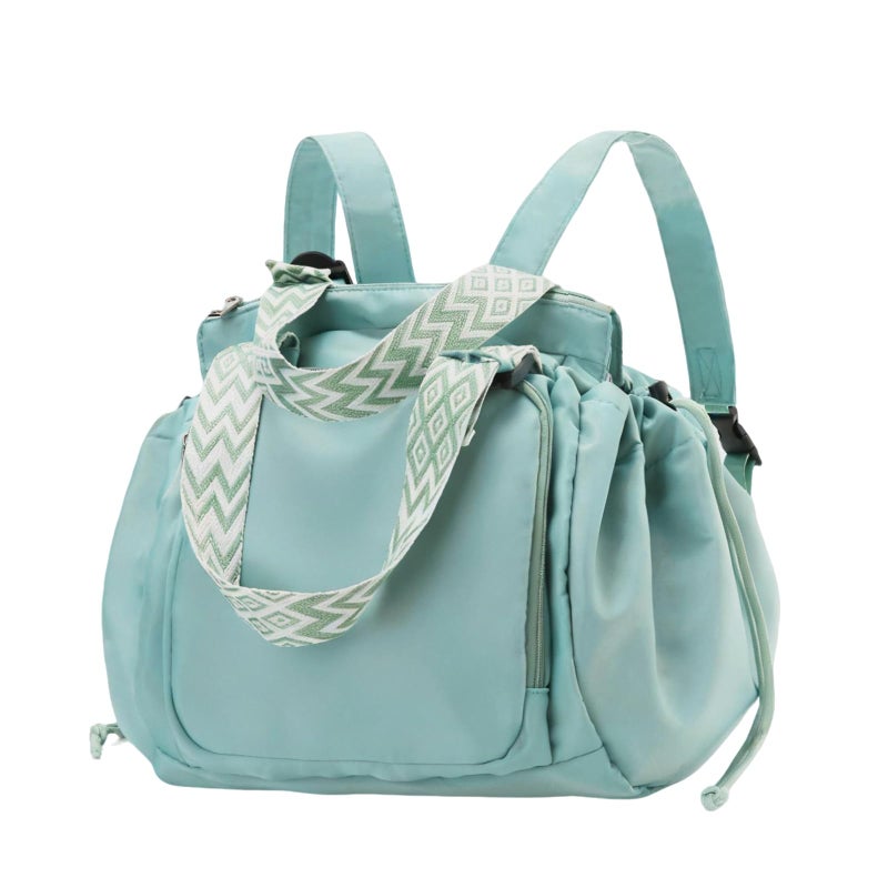 Fashowlife Multi-Function Tote Bag Large Capacityâ€“ Versatile Nylon Lightweight Backpack with 15 Pockets for Car Travel Shopping Everyday Organizer Carry, Mint Green - Image 1