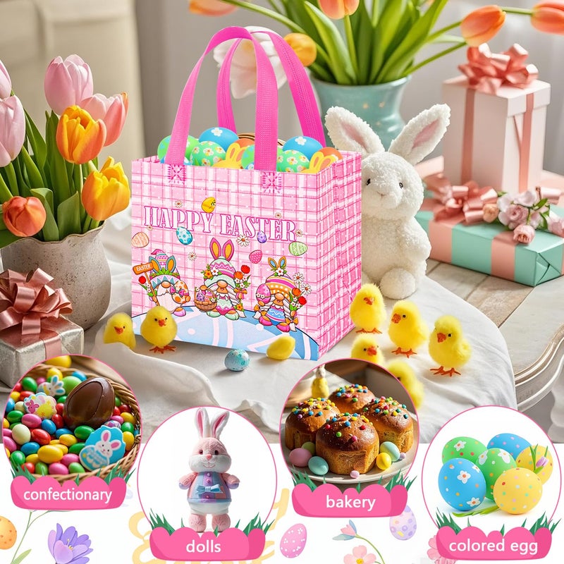 DECHISY 6 Pack Easter Gift Bags, 8.3Ã—7.9Ã—6 inch Non-Woven Easter Bags with Handles, 6 Unique Patterns Egg Hunt Baskets for Kids, Party Supplies - Image 3