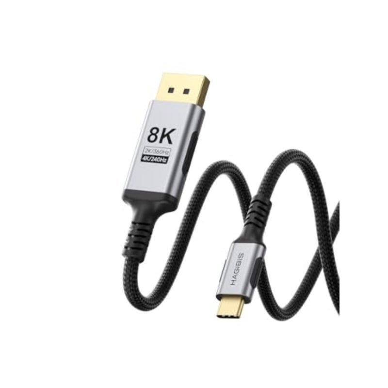 USB C to DisplayPort 1.4 Cable [8K@60Hz, 4K@240Hz, 2K@360Hz], Super Soft Thunderbolt 5/4 USB4 to DP 32.4Gbps HBR3 Alt Mode Adapter for MacBook Pro Air iMac TV Bi-directional 3M - Image 1
