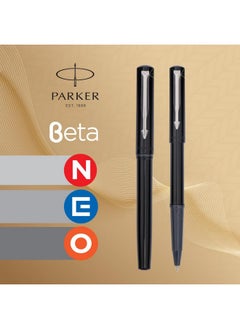 PARKER Beta Neo Chrome Trim Ball Pen| Black Body Color| Ink Color - Blue | Corporate Gift | Ideal For Professional Use  - Image 4