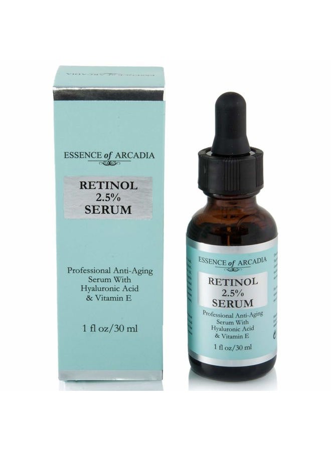 essence of arcadia RETINOL 2.5% Serum, Professional Strength Anti- Aging Formula With Hyaluronic Acid and Vitamin E by Essence of Arcadia, Minimize Wrinkles, Fade Dark Spots - Image 1