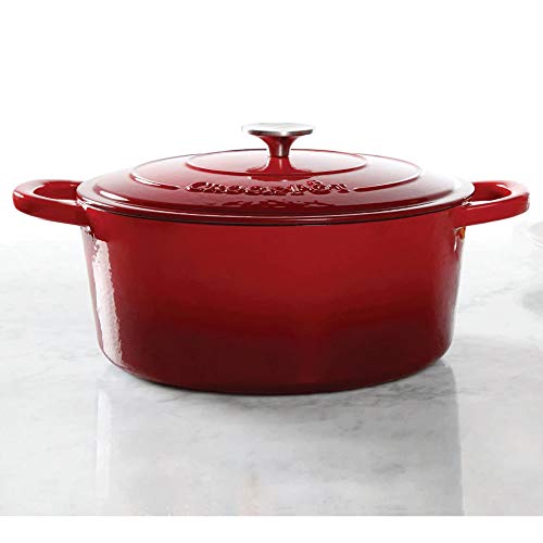 Crock-Pot Artisan Oval Enameled Cast Iron Dutch Oven, 7-Quart, Scarlet Red - Image 2