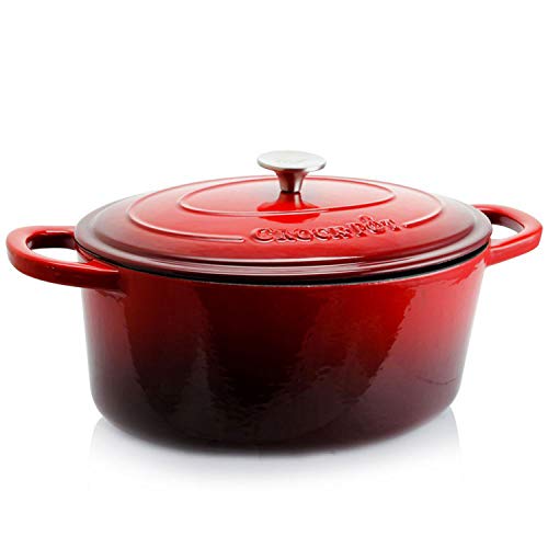 Crock-Pot Artisan Oval Enameled Cast Iron Dutch Oven, 7-Quart, Scarlet Red - Image 1