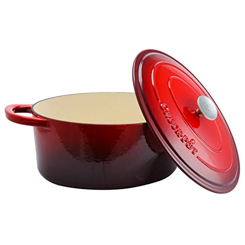 Crock-Pot Artisan Oval Enameled Cast Iron Dutch Oven, 7-Quart, Scarlet Red - Image 3
