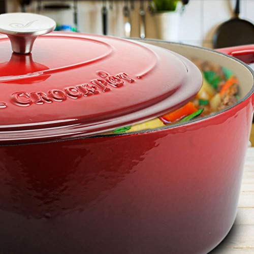 Crock-Pot Artisan Oval Enameled Cast Iron Dutch Oven, 7-Quart, Scarlet Red - Image 4
