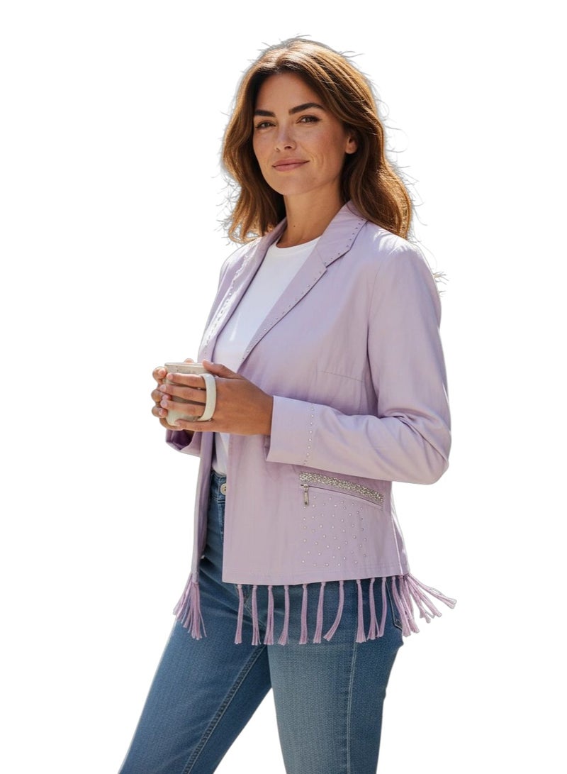 Women lilac german blazer jacket with fringes and rhinestones - Image 2