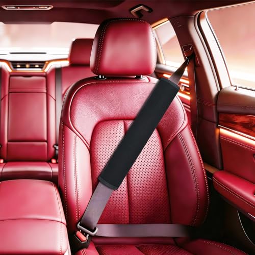 VRSHMB Extended Seat Belt Cover Pad, 2 Pack Soft & Comfortable Universal Seatbelt Covers for Adults and Kids, Fits Car Seat Belts, Armrest, and Backpacks (Black) - Image 1
