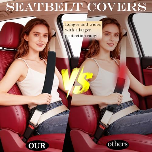 VRSHMB Extended Seat Belt Cover Pad, 2 Pack Soft & Comfortable Universal Seatbelt Covers for Adults and Kids, Fits Car Seat Belts, Armrest, and Backpacks (Black) - Image 5