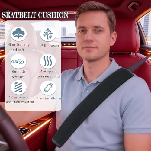 VRSHMB Extended Seat Belt Cover Pad, 2 Pack Soft & Comfortable Universal Seatbelt Covers for Adults and Kids, Fits Car Seat Belts, Armrest, and Backpacks (Black) - Image 3