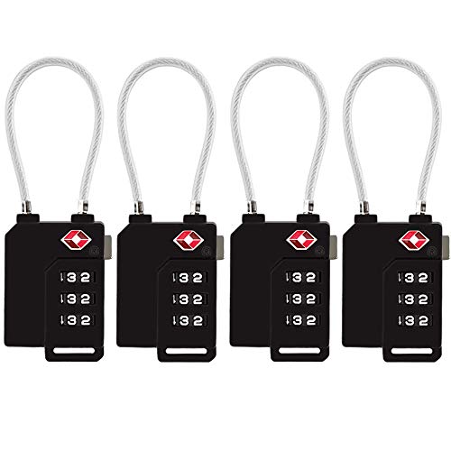 Zhovee TSA Lock Security 3 Digit Combination Suitcase Luggage Bag Code Lock Padlock (Black-4-Pack) - Image 1