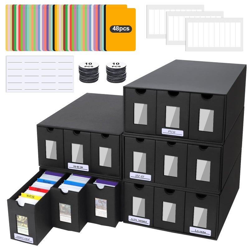 ATPWONZ Trading Card Storage Box 15000 Cards Deck Box for MTG Commander Trading Cards Organizer with 48 Card Dividers Labels Tapes Visible Card Deck Boxes for MTG TCG PTCG Sport Cards - Image 2