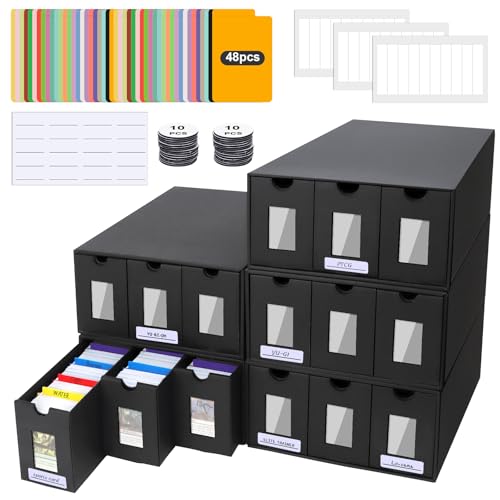 ATPWONZ Trading Card Storage Box 15000 Cards Deck Box for MTG Commander Trading Cards Organizer with 48 Card Dividers Labels Tapes Visible Card Deck Boxes for MTG TCG PTCG Sport Cards - Image 1