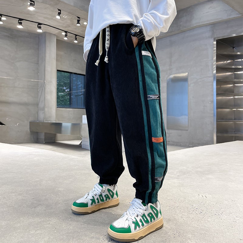 Boys' pants autumn and winter 2022 new children's handsome sweatpants middle and big children's winter wear fleece-lined sports trousers boys fashion - Image 4