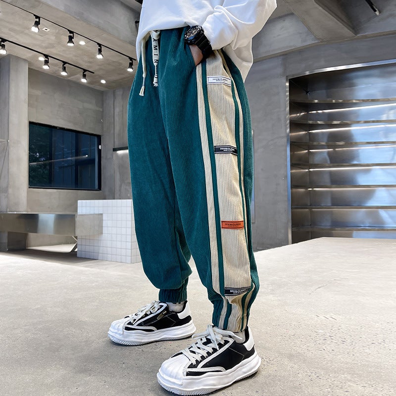 Boys' pants autumn and winter 2022 new children's handsome sweatpants middle and big children's winter wear fleece-lined sports trousers boys fashion - Image 5