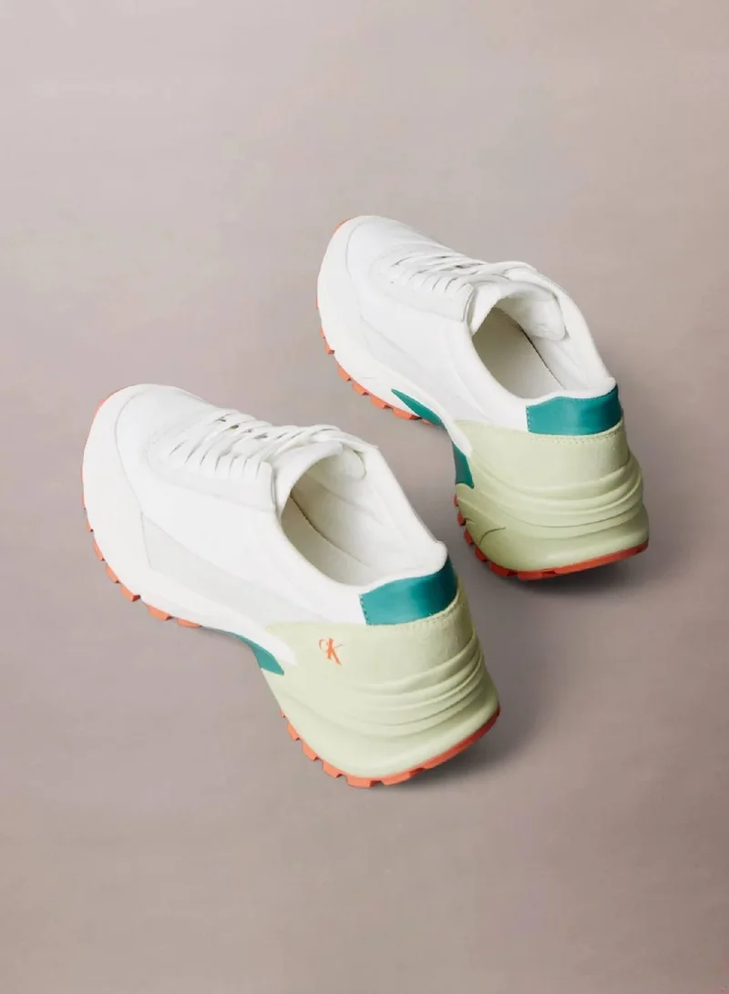 Calvin Klein Jeans Bright White/Wild Green/Tigerilily Suede Trainers for Men | Best Price UAE