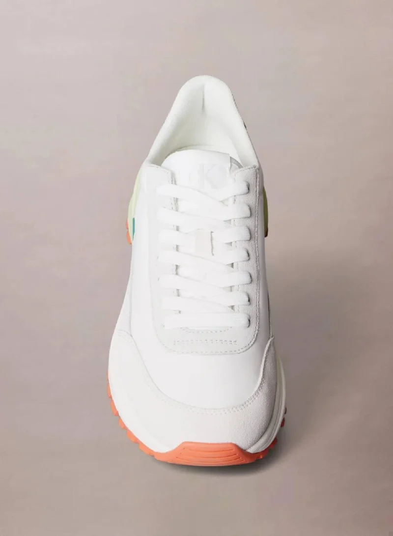 Calvin Klein Jeans Bright White/Wild Green/Tigerilily Suede Trainers for Men | Best Price UAE