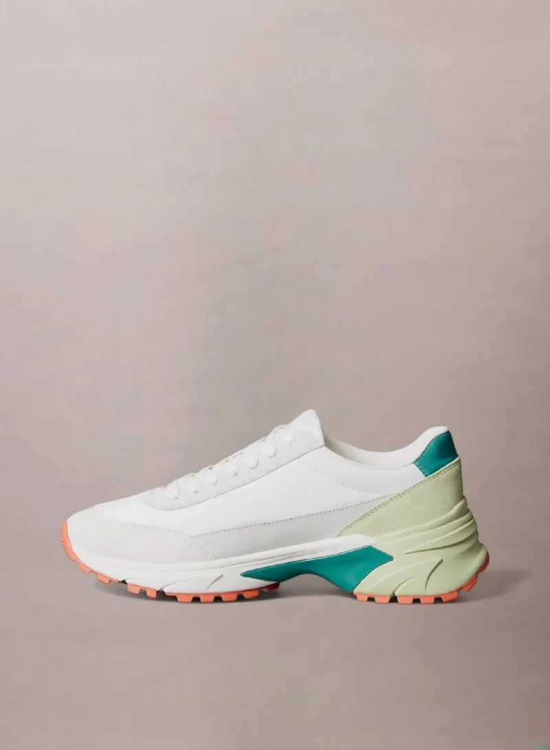 Calvin Klein Jeans Bright White/Wild Green/Tigerilily Suede Trainers for Men | Best Price UAE