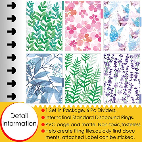 Rancco Discbound Tab Dividers, Junior-Size, 8 Disc Punched, 2 Set 12 Sheets Half Letter Frosted Floral PVC Discbound Binder Dividers for ARC Staples/Matha Stewart/Levenger Circa/TUL, 8.38x5.71 - Image 5
