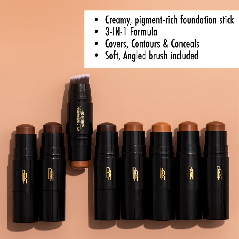 Black Radiance Color Perfect Foundation Stick with Soft Brush Applicator Duo â€“ Buildable, Blendable Versatile Pigment-Rich Formula - Cocoa Bean - Image 2