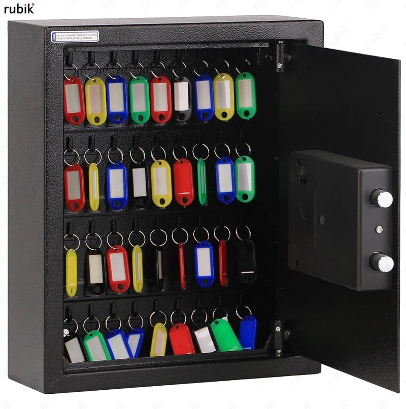 Rubik 40-Keys Metal Storage Safe Box Cabinet with Key and Digital Pin Code Lock, Wall Mounted For Hotels Realestate Warehouse Schools Universities Business (Black, 40 Keys Capacity) - Image 2