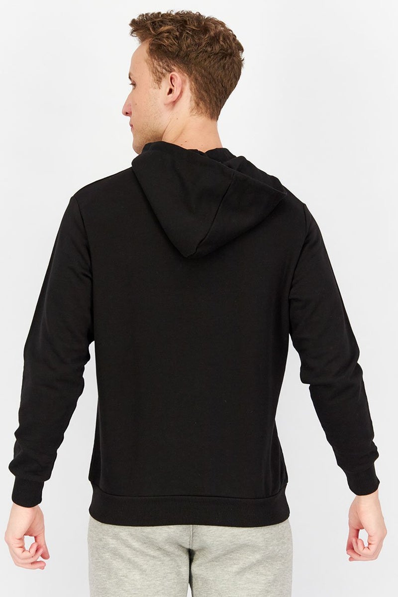 Baldinini Men Brand Logo Long Sleeve Hooded Sweatshirt, Black and Orange - Image 2