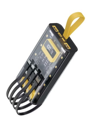Transparent Pro Power Bank 10000 mAh, PD 20W, Fast Charging, Micro & Type-C & Lightning & USB- A Built-in Cables, Digital Display - Black / Yellow - pzsku/ZBF492E8FE28942C4EBE6Z/45/1751955238/0db41518-d215-4abc-b0eb-a4ddc86aa7c8