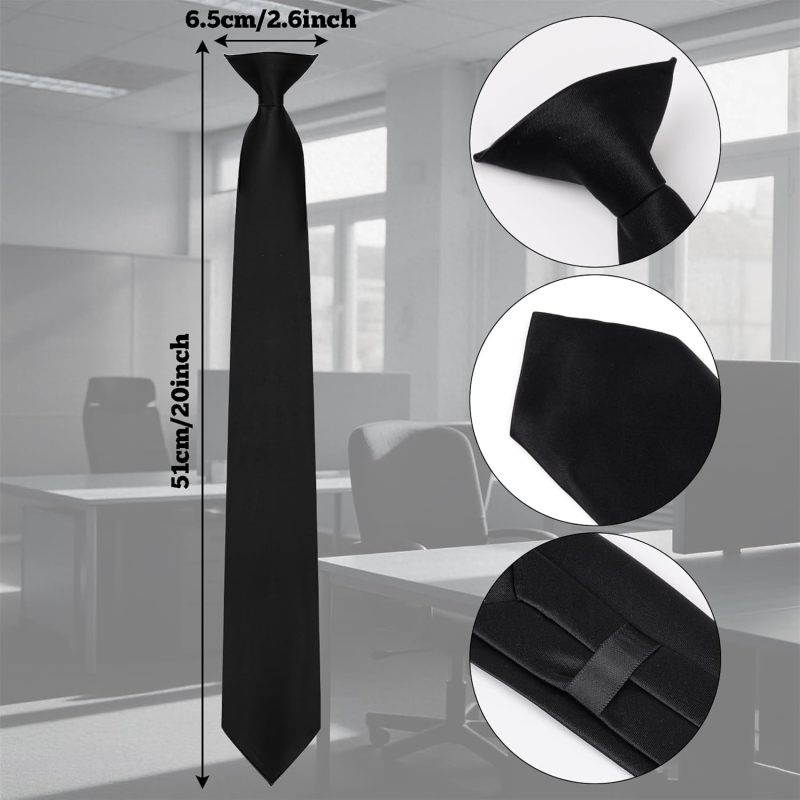 Clip On Tie 52*6.5Cm Soft Skin-Friendly Texture - Effortless Clip-On Convenience Pretied Tie for Formal Occasions, Office, Wedding, School Uniform - Image 2