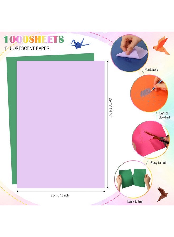 شير ورق ملون للبناء، مقاس A4 9 × 12 بوصة، 1000 ورقة، ورق تلوين ثقيل الوزن للأطفال، لوازم مدرسية فنية بكميات كبيرة (ألوان زاهية) - Image 2